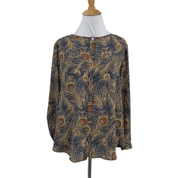 LOFT Tops - Ann Taylor Loft Blouse Women Petite Maternity S Small Hidden Buttons Paisley Top